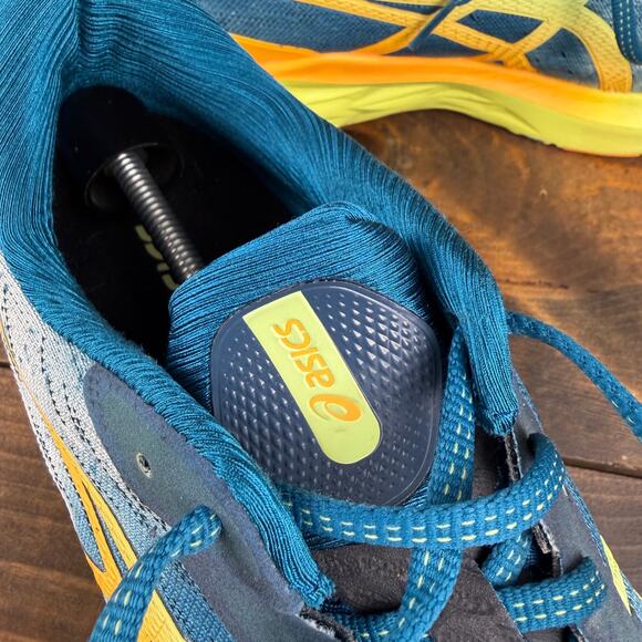 ASICS Novablast 2 Running Shoes Sneakers Deep Sea Teal Glow Yellow Men\'s 13
